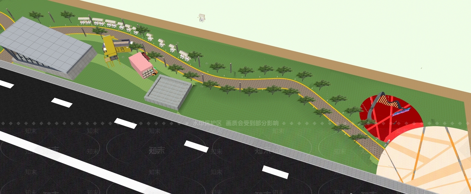 现代集市公园景观SU模型下载【ID:1127872107】