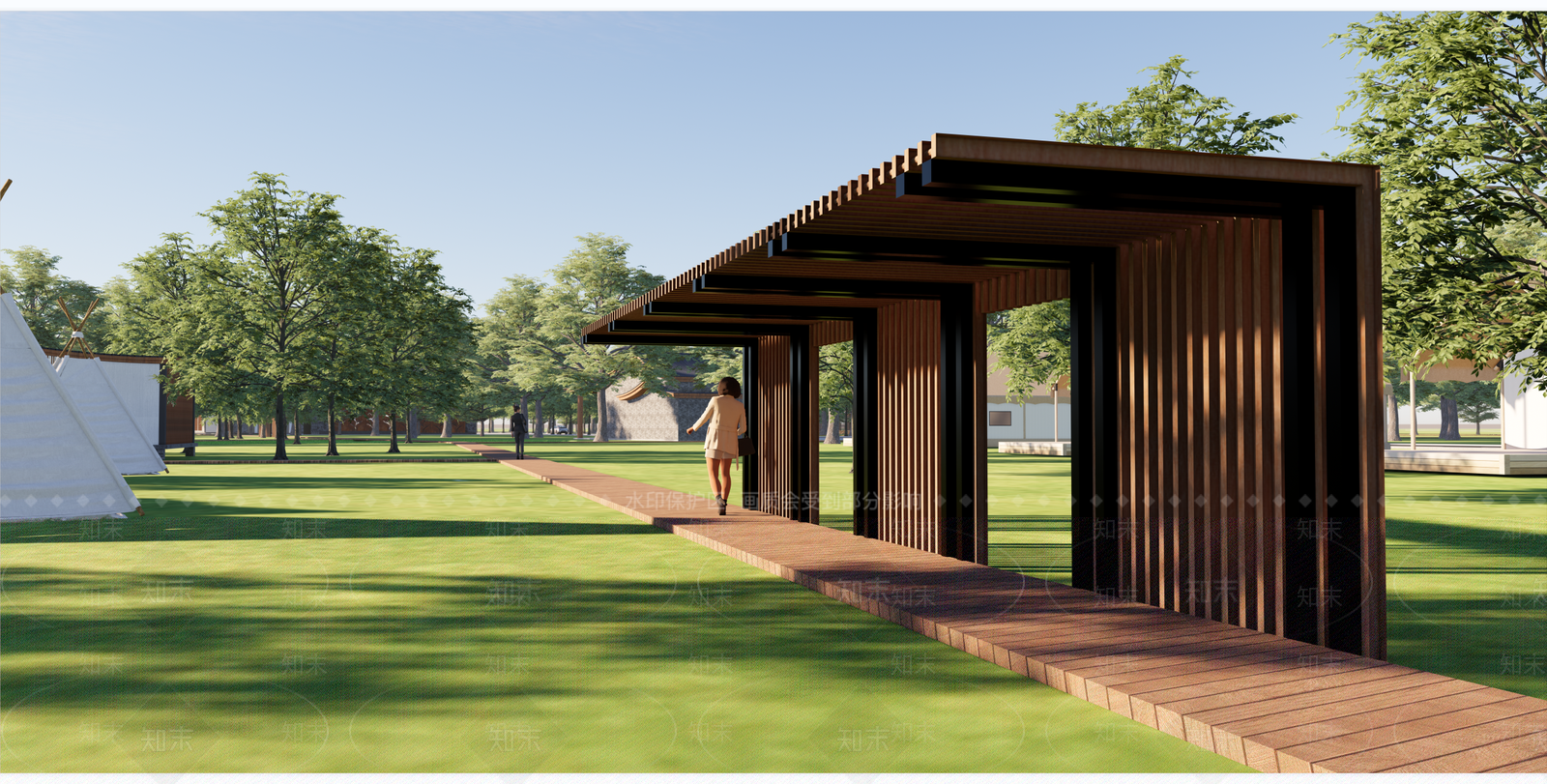 新中式瓜果廊架SU模型下载【ID:1127876717】