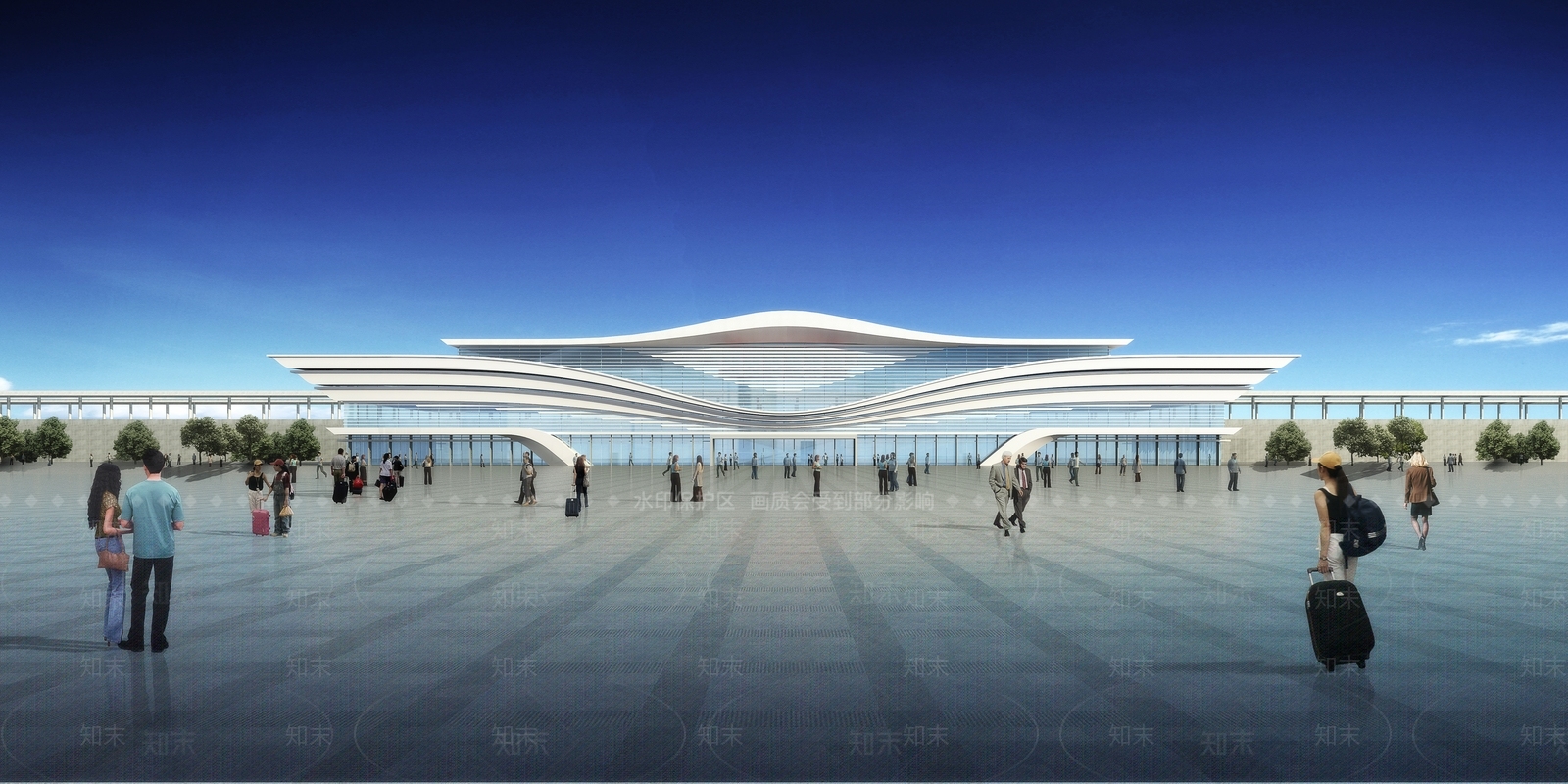 现代高铁站外观3D模型下载【ID:1127878257】