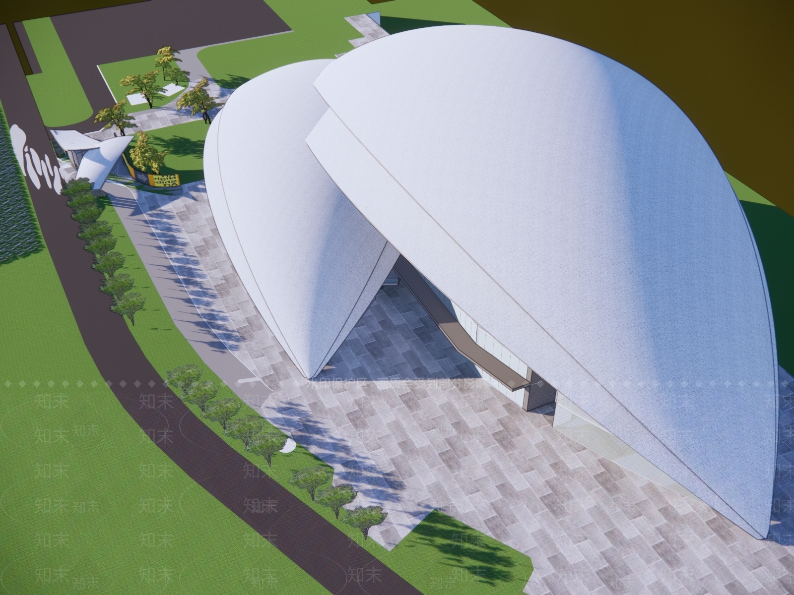 现代户外建筑体育建筑SU模型下载【ID:1127879453】