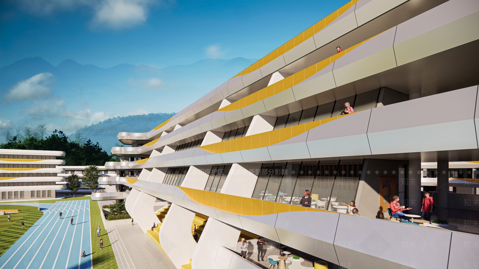 现代学校建筑SU模型下载【ID:1128019287】_知末su模型网
