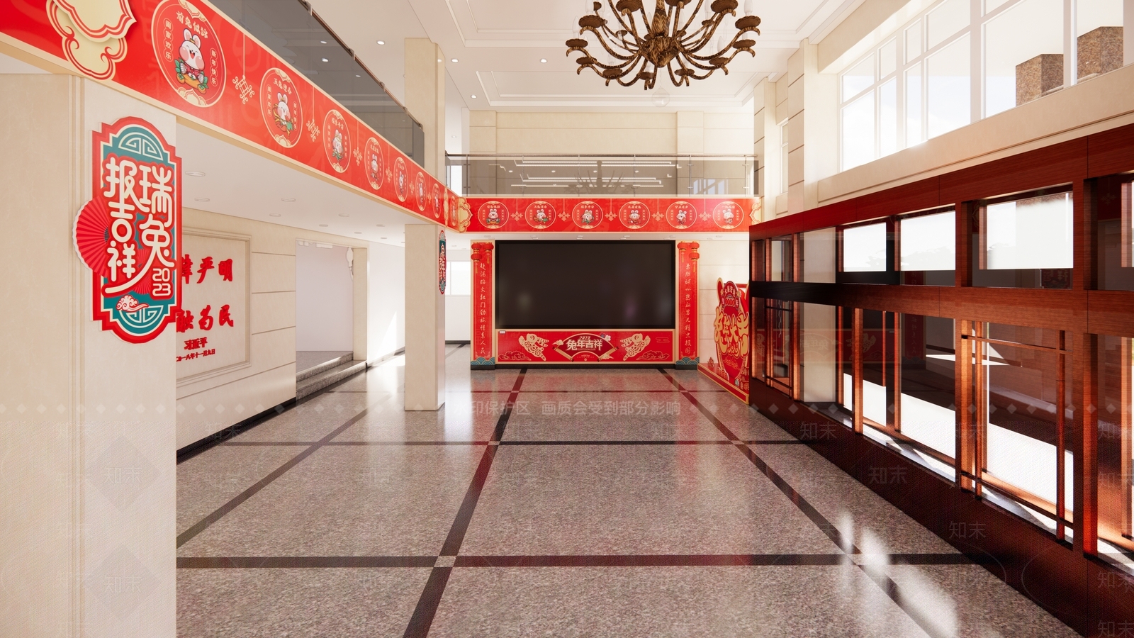 现代大厅美陈SU模型下载【ID:1127881080】_知末su模型网