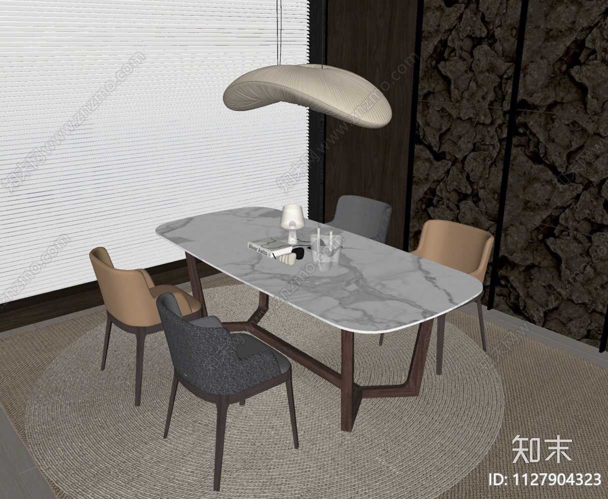 现代餐桌椅SU模型下载【ID:1127904323】