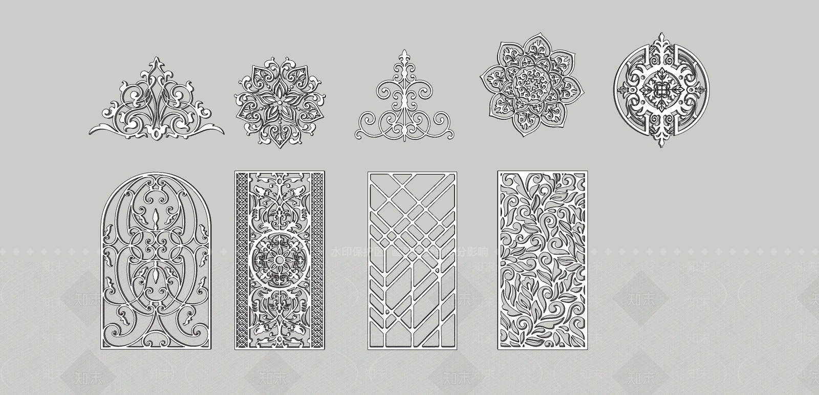 欧式雕花隔断SU模型下载【ID:1127909871】