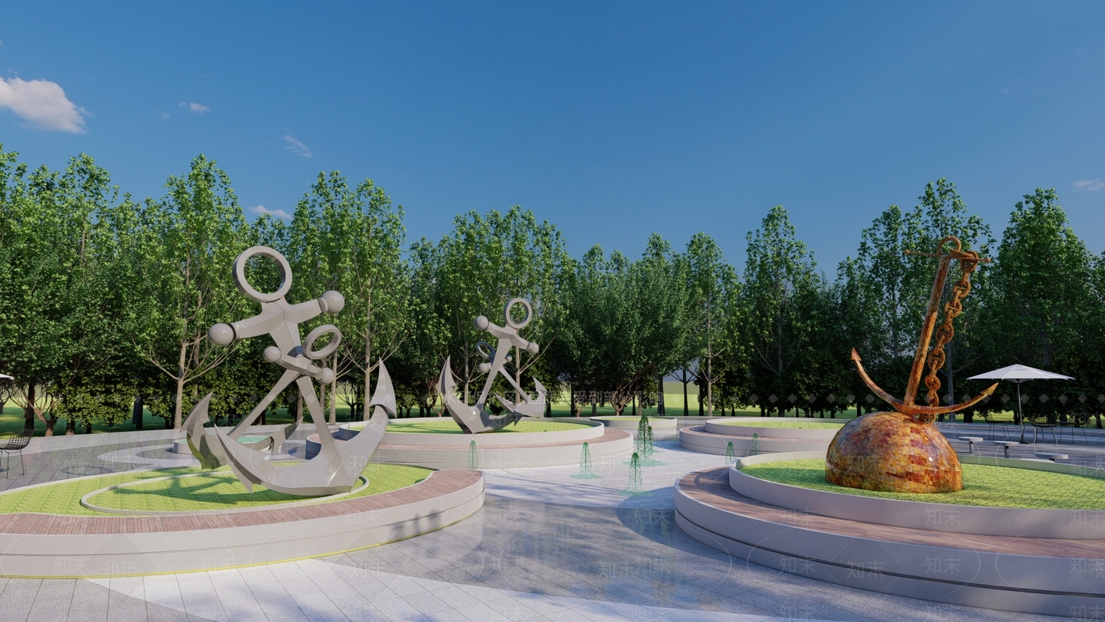 现代船锚雕塑SU模型下载【ID:1127923745】