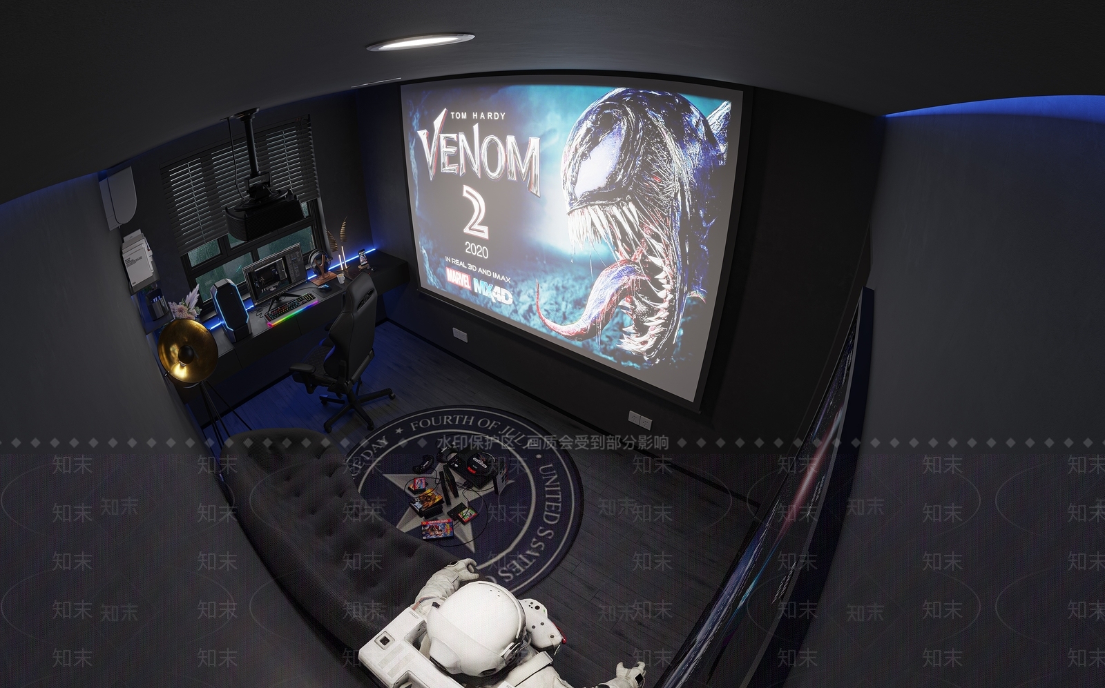 现代暗黑电竞房3D模型下载【ID:1127924364】