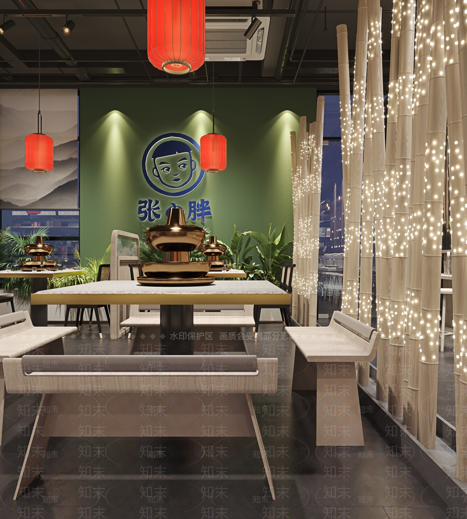 新中式火锅店3D模型下载【ID:1129352586】