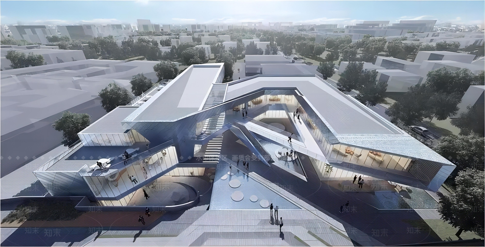 现代售楼处建筑SU模型精品下载_SketchUp模型_知末网