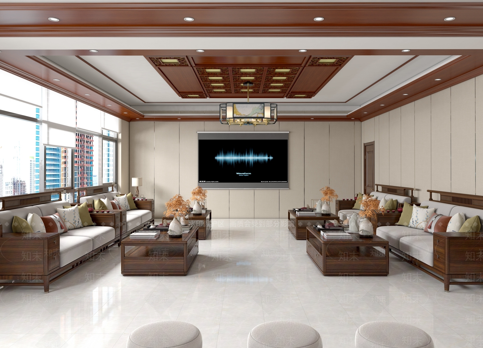 新中式会客厅3D模型下载【ID:1127945860】