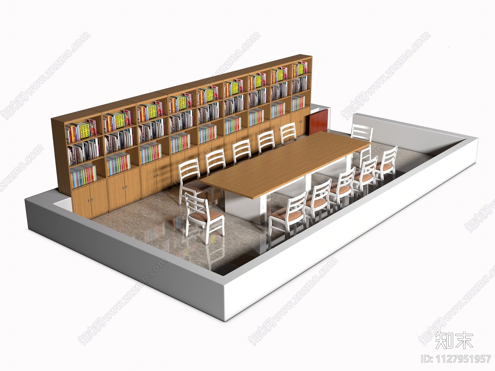 现代阅览桌椅组合3D模型下载【ID:1127951957】