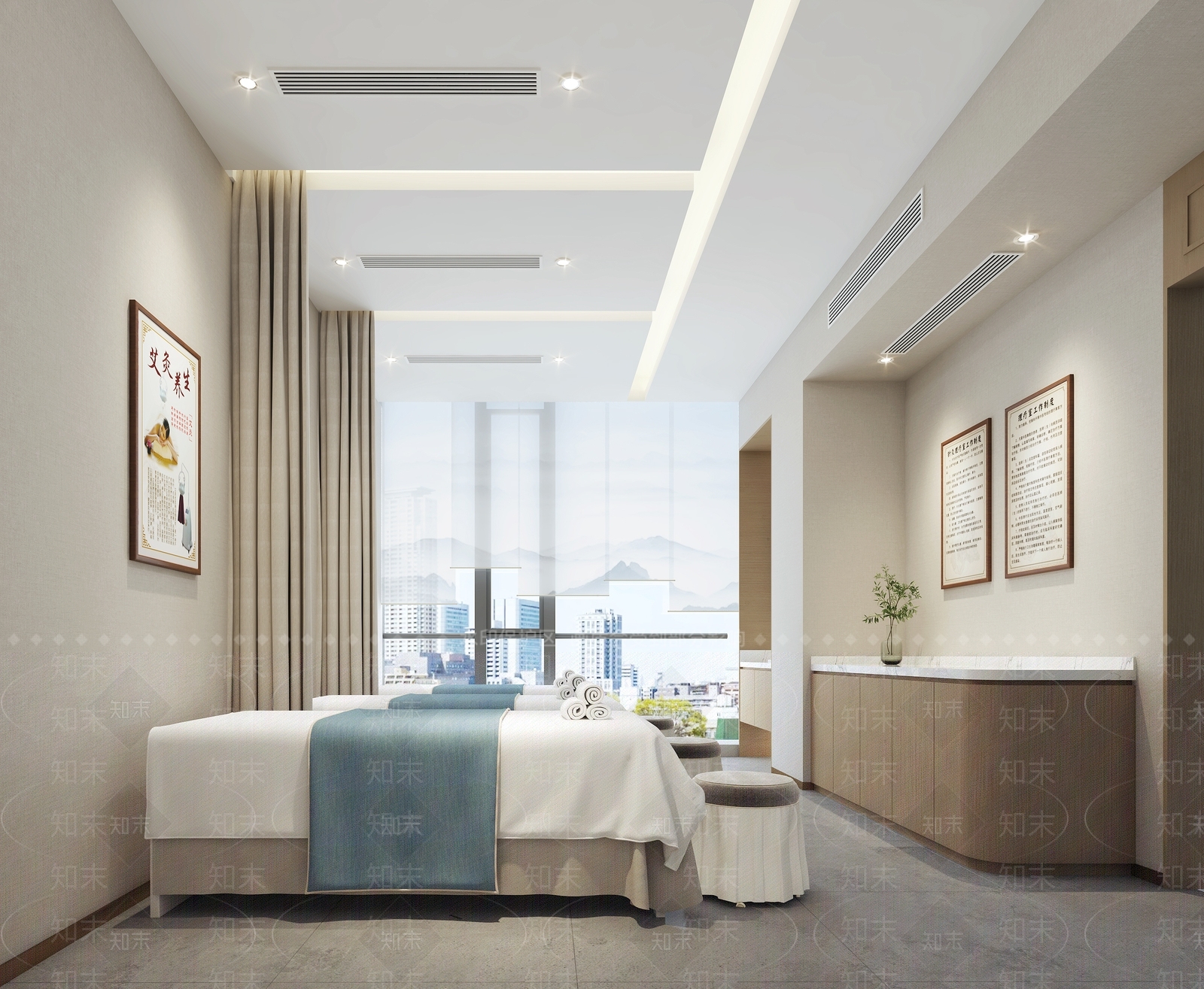新中式美容理疗室3D模型下载【ID:1127953316】