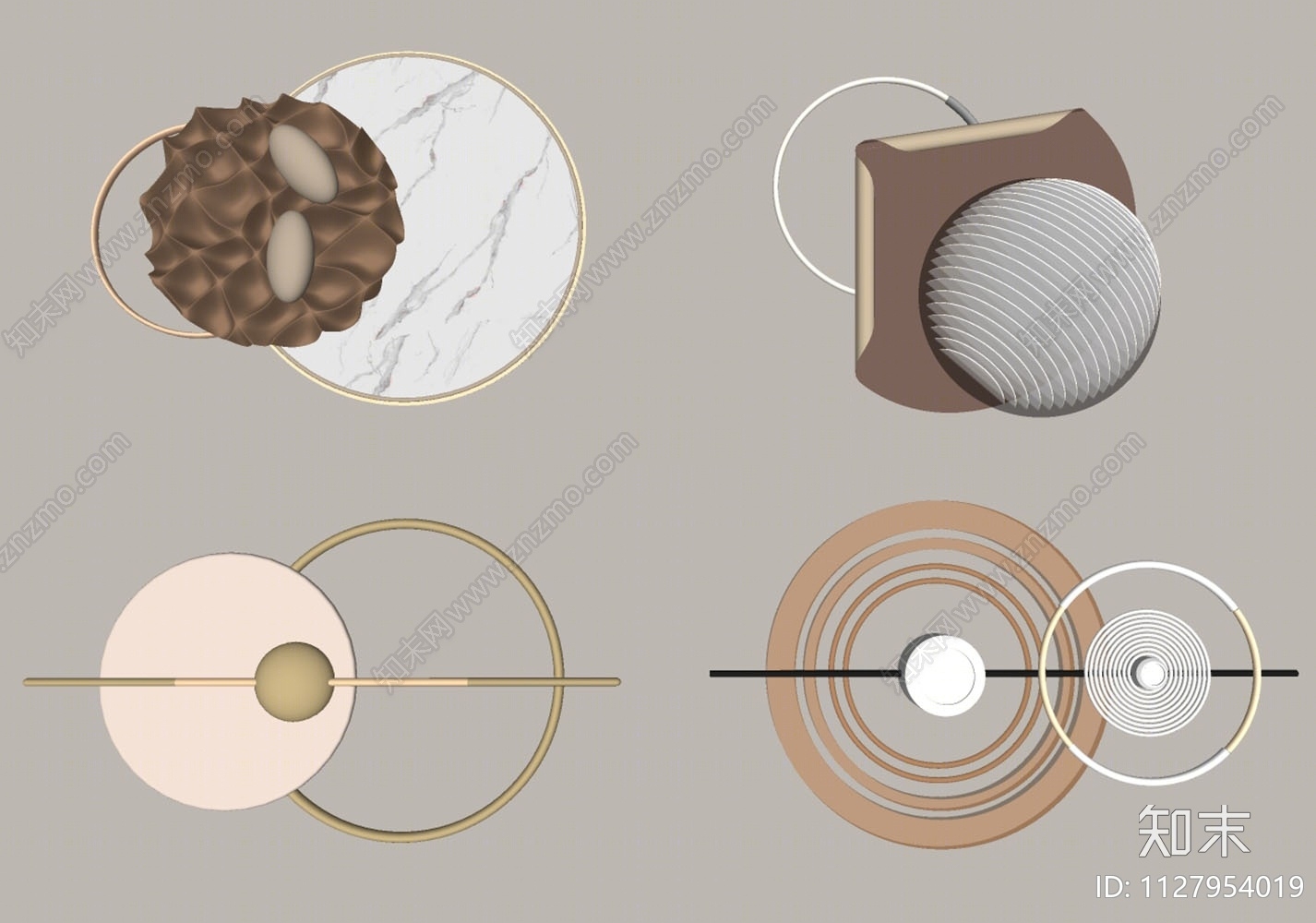 现代圆形墙饰SU模型下载【ID:1127954019】