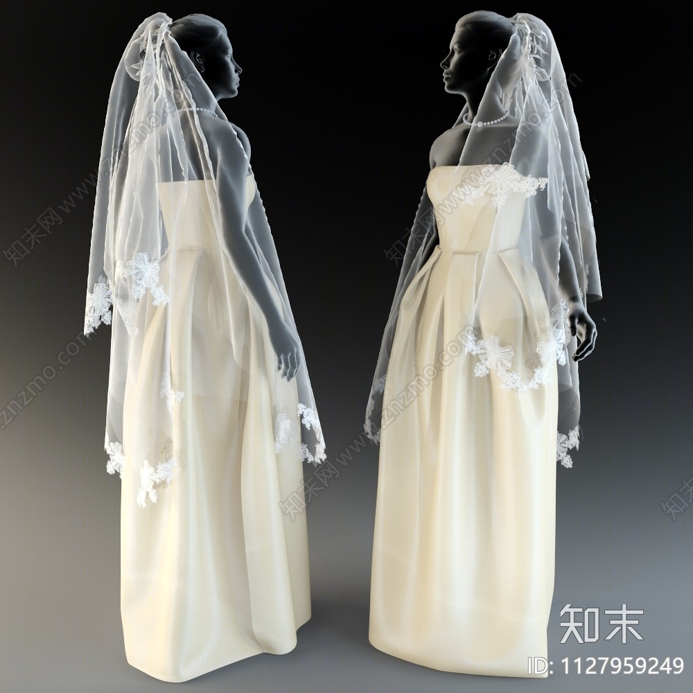 婚纱模特3D模型下载【ID:1127959249】