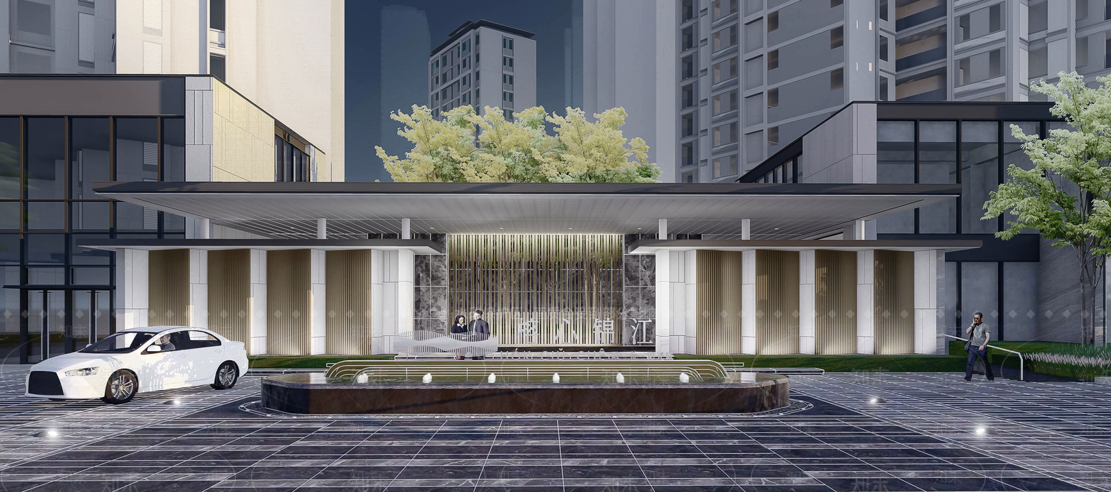 现代风格小区大门SU模型下载【ID:1127962321】