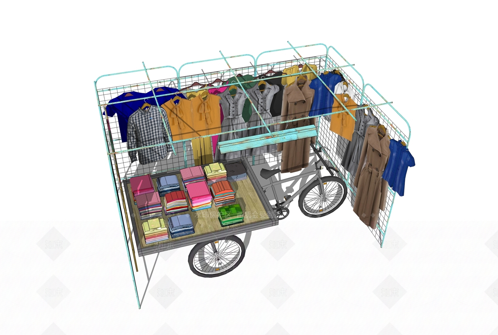现代服装摊SU模型下载【ID:1127963756】