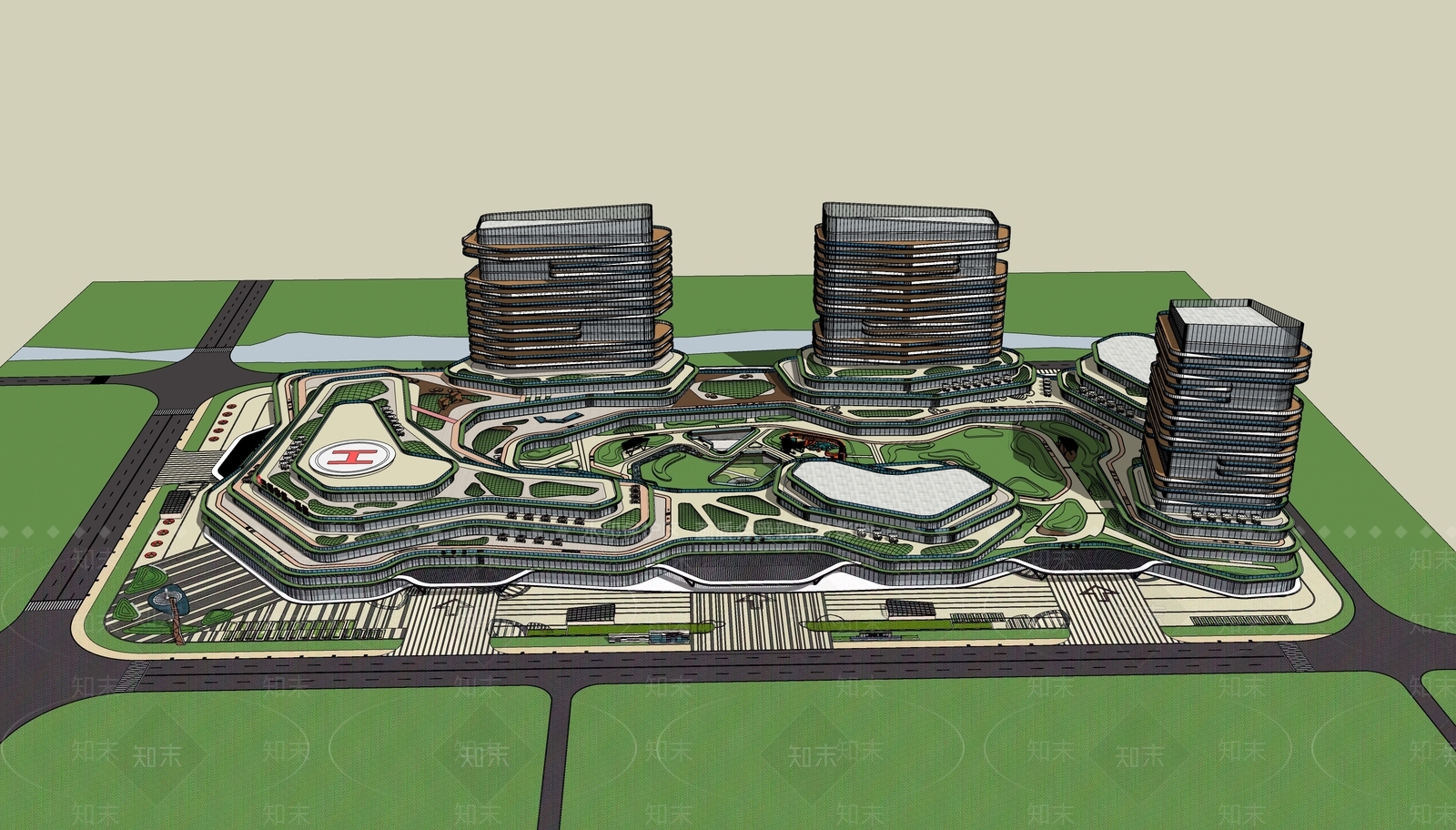 现代医疗建筑SU模型下载【ID:1127964678】