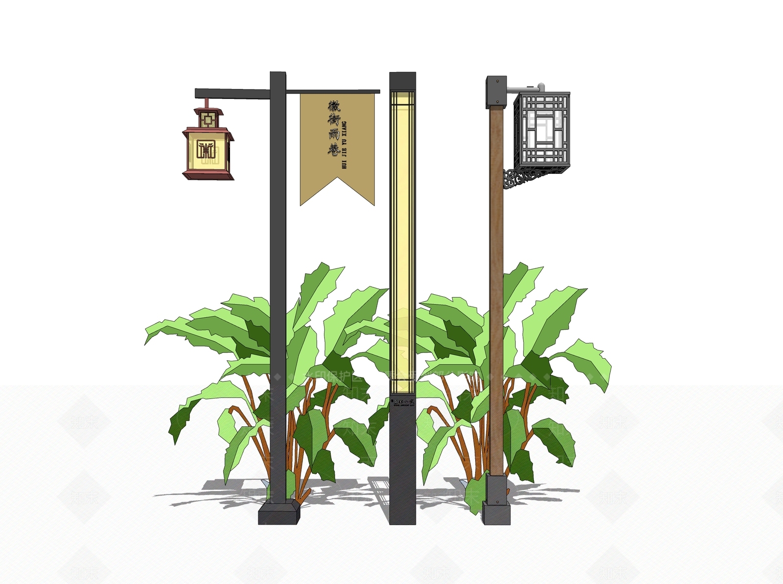 现代乡村路灯SU模型下载【ID:1127965108】