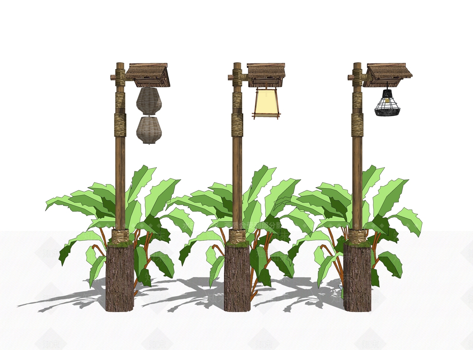 现代乡村路灯SU模型下载【ID:1127965240】