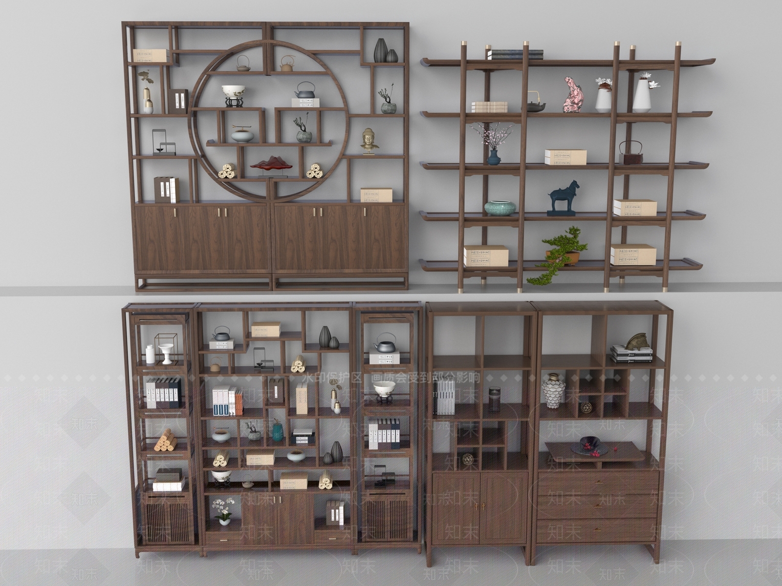 新中式博古架3D模型下载【ID:1127970020】