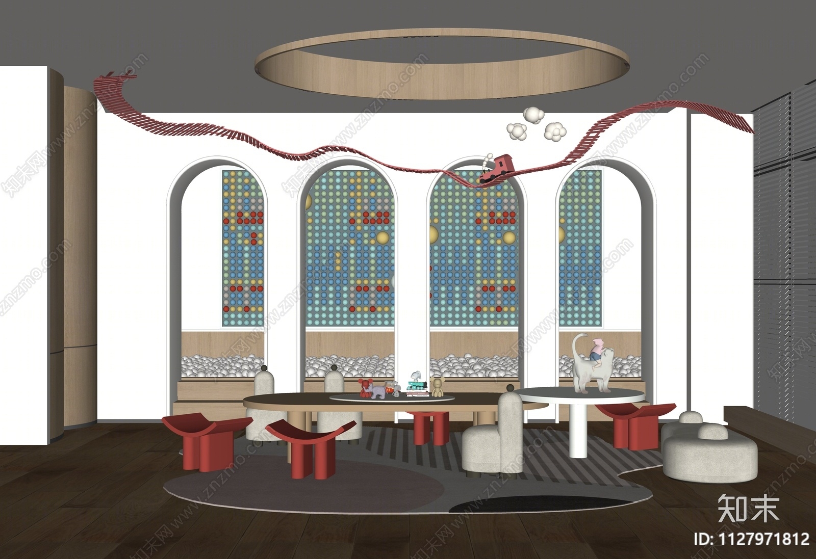 现代售楼处儿童娱乐区SU模型下载【ID:1127971812】