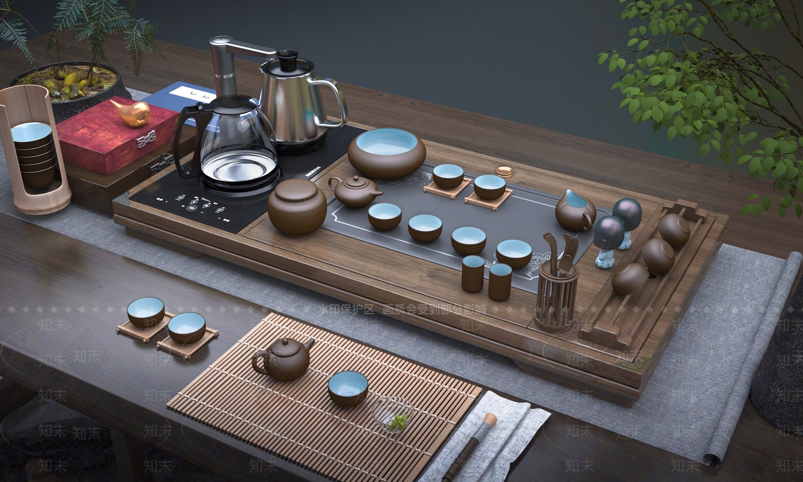 新中式茶具SU模型下载【ID:1127985360】
