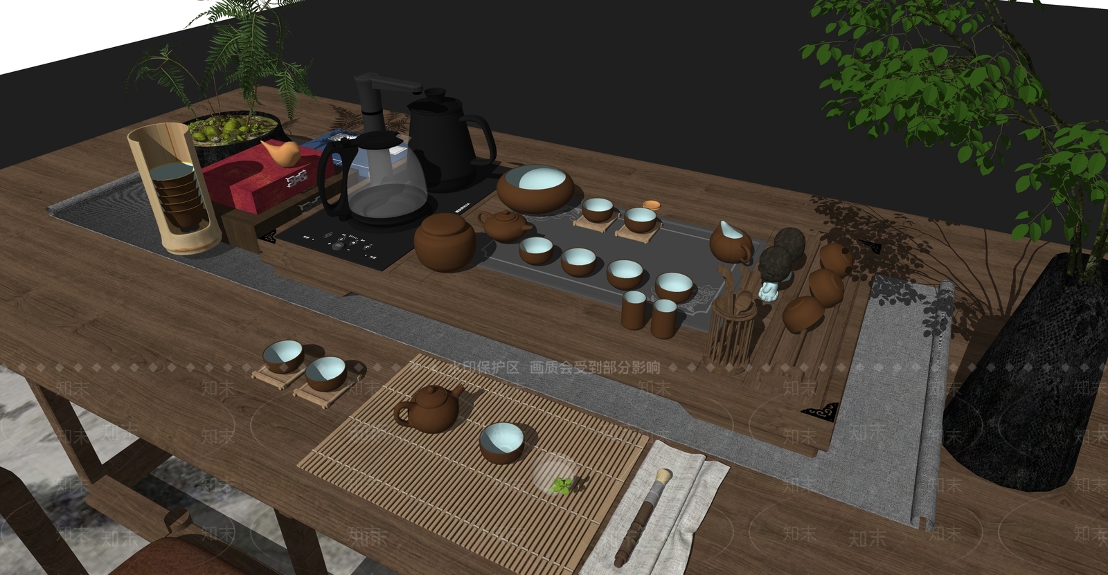 新中式茶具SU模型下载【ID:1127985360】