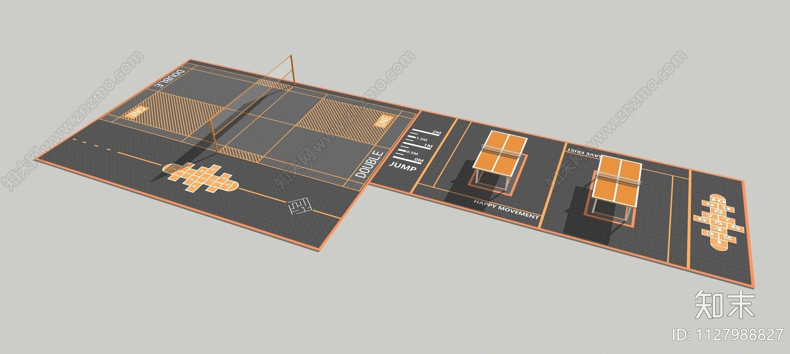 现代羽毛球场SU模型下载【ID:1127988827】