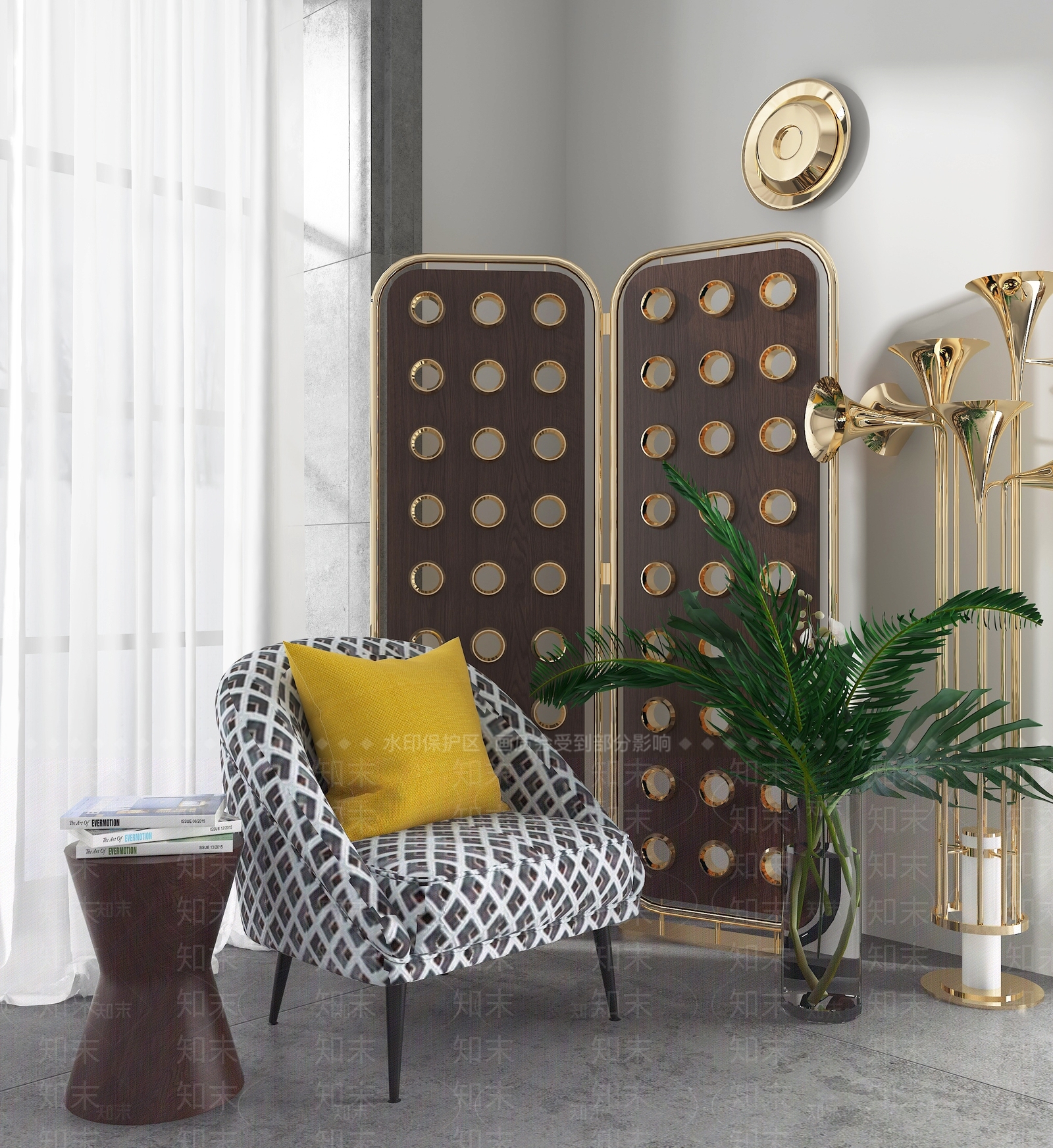 北欧实木镂空隔断3D模型下载【ID:1127998125】