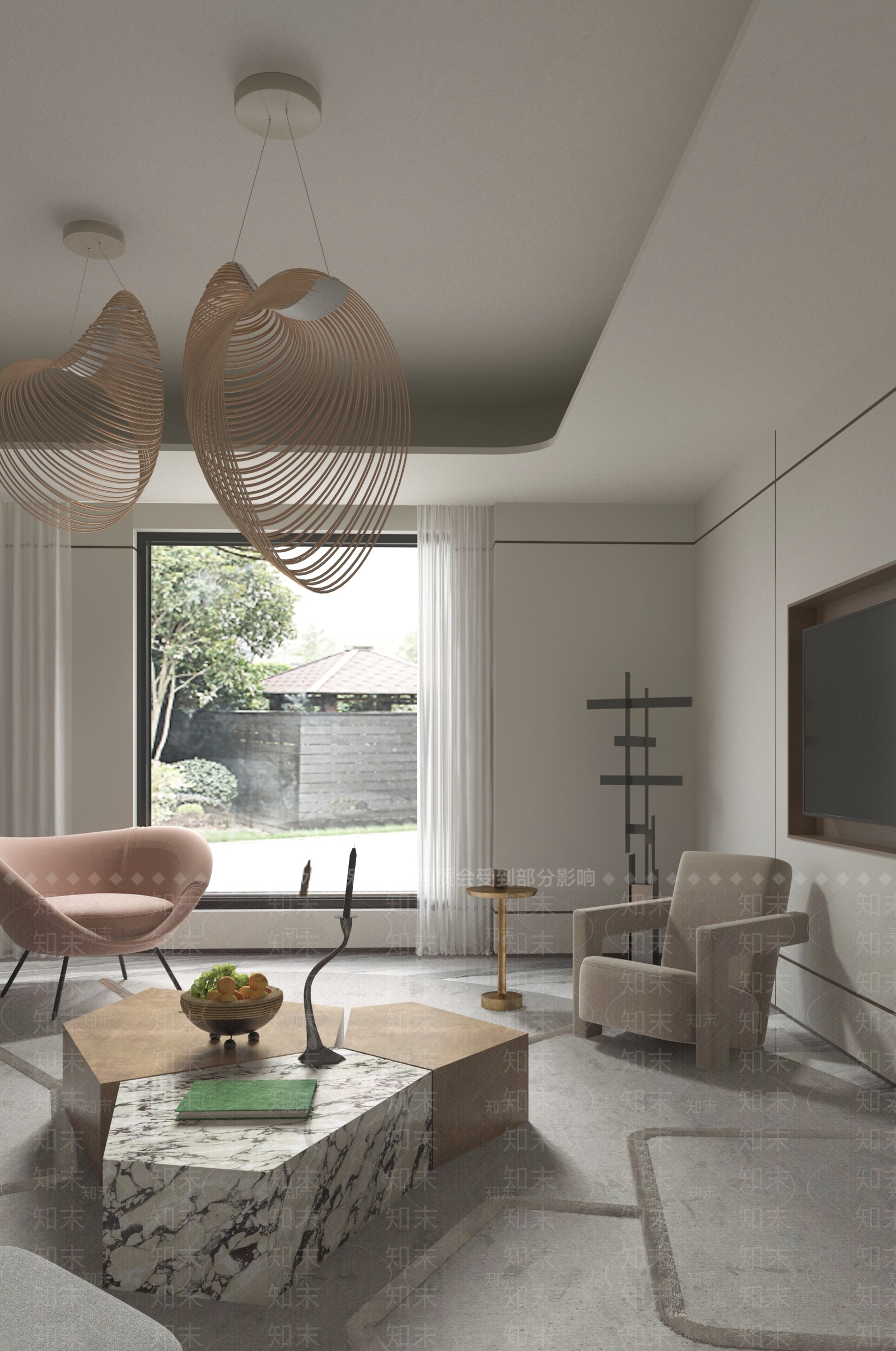 容象空间设计现代奶油风客厅3D模型下载【ID:1127990701】