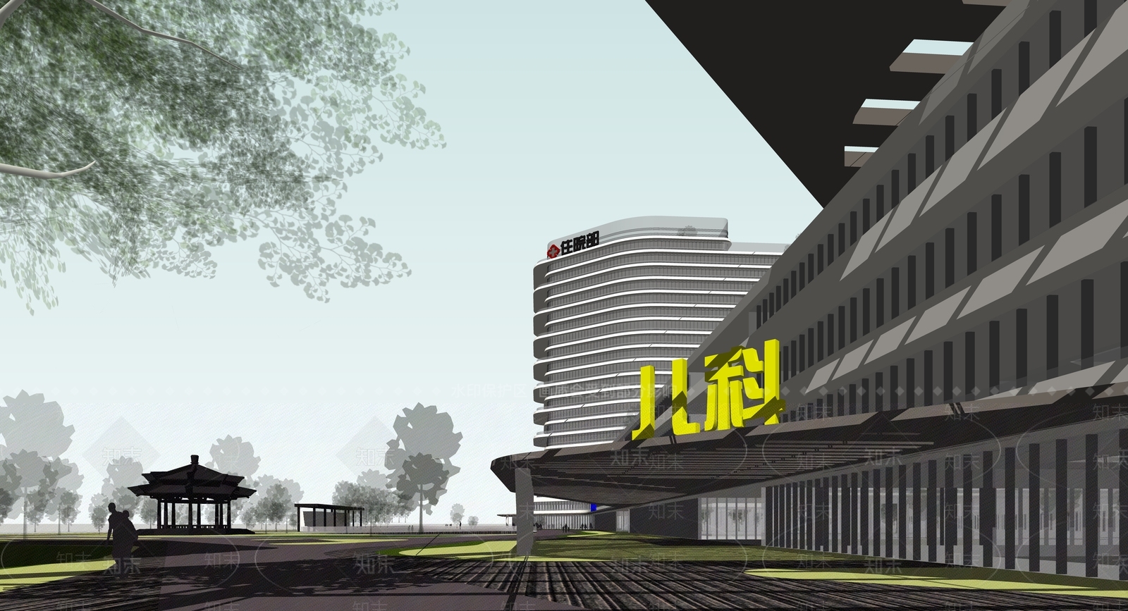 现代综合三甲医院SU模型下载【ID:1127991373】