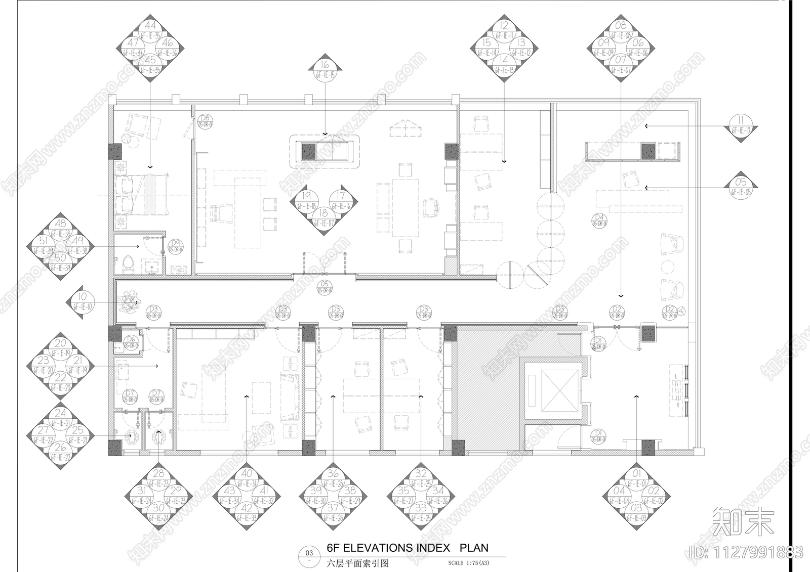 新中式办公空间施工图下载【ID:1127991883】