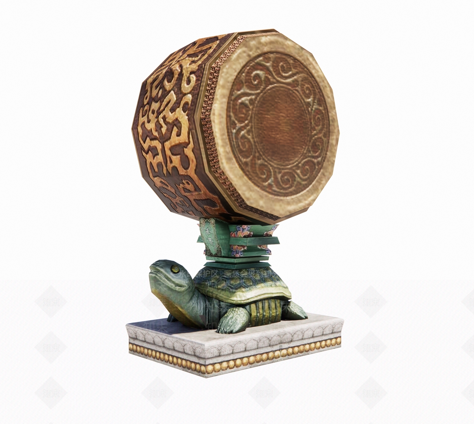 新中式鼓雕塑SU模型下载【ID:1127994066】