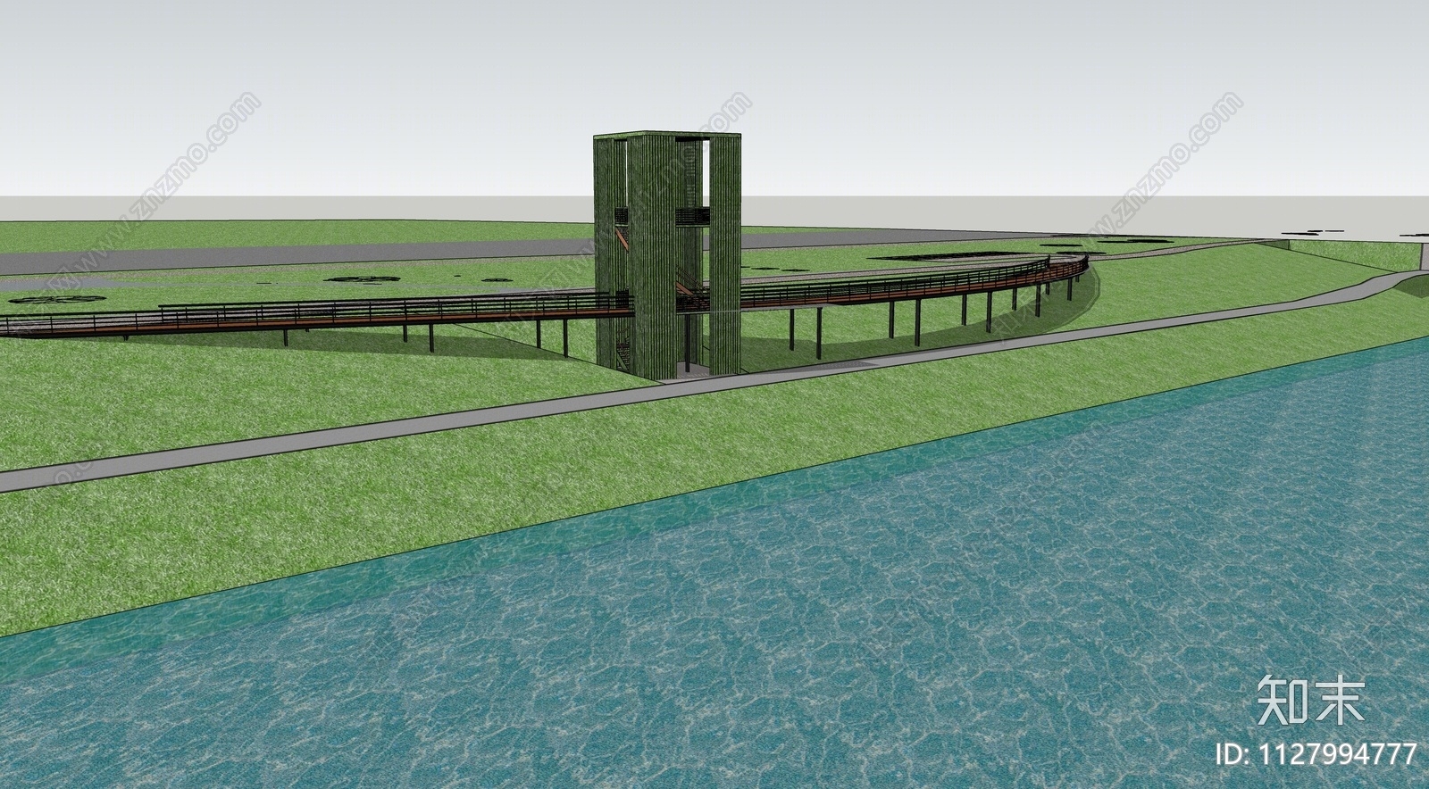 现代滨江公园瞭望塔SU模型下载【ID:1127994777】