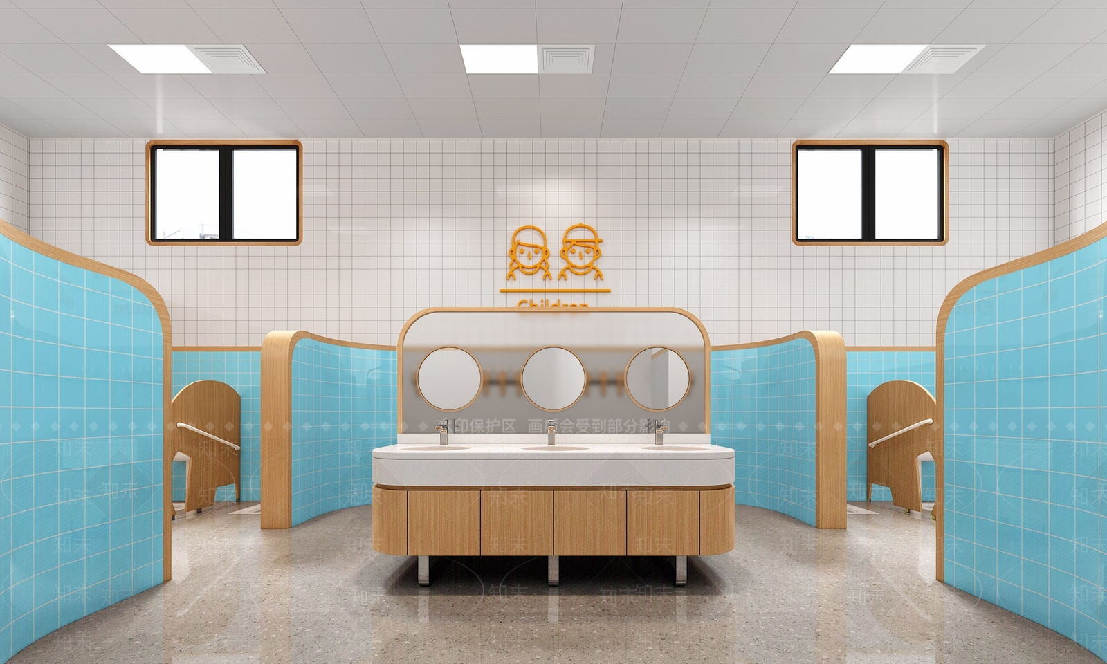 现代幼儿园卫生间3D模型下载【ID:1127995458】