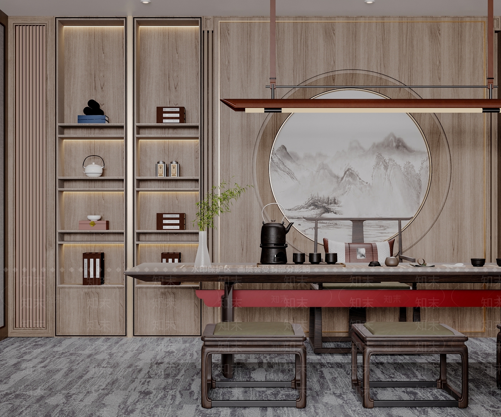 新中式经理办公室3D模型下载【ID:1127997640】