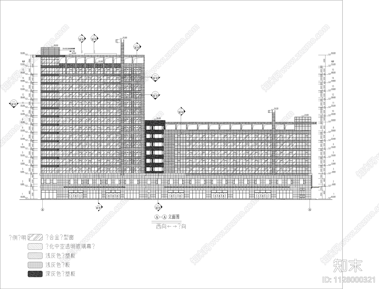 商业建筑玻璃幕墙详图施工图下载【ID:1128000321】