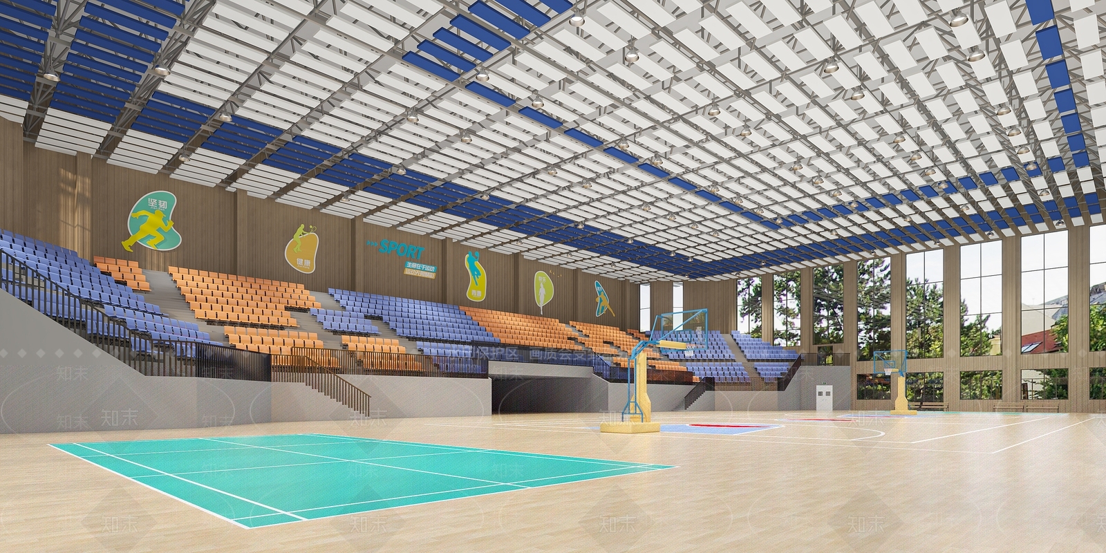 现代篮球场3D模型下载【ID:1128004710】