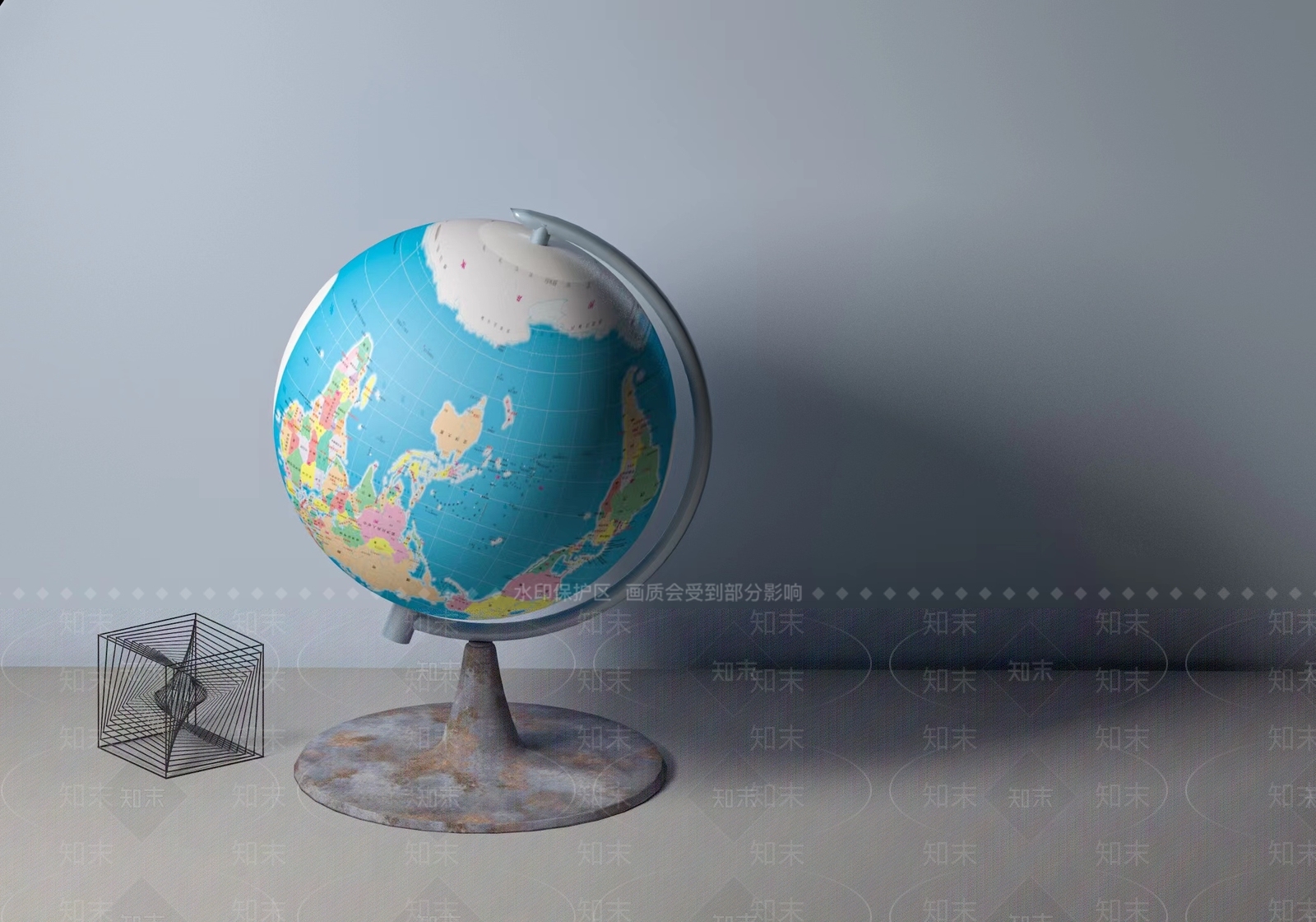 现代地球仪摆件3D模型下载【ID:1128012089】