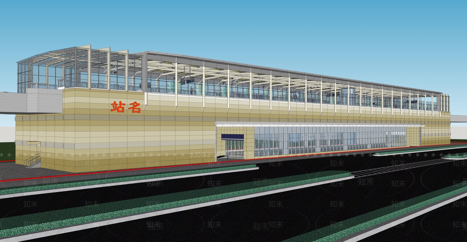 现代地上地铁站SU模型下载【ID:1128017047】