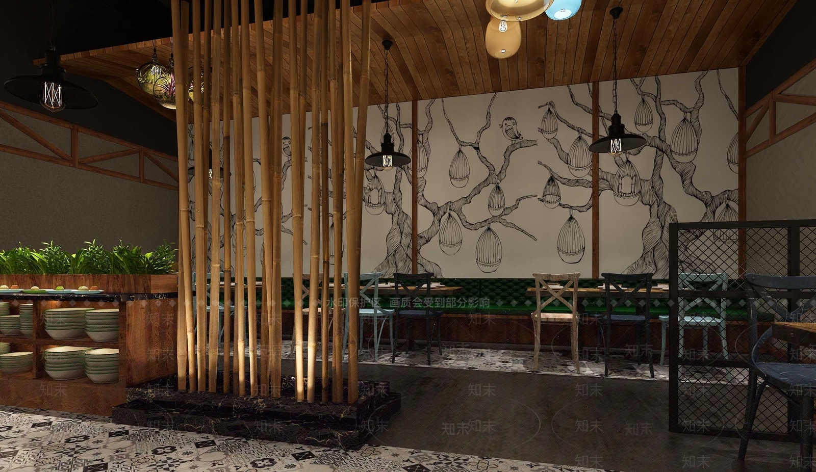 工业风火锅店3D模型下载【ID:1128023170】