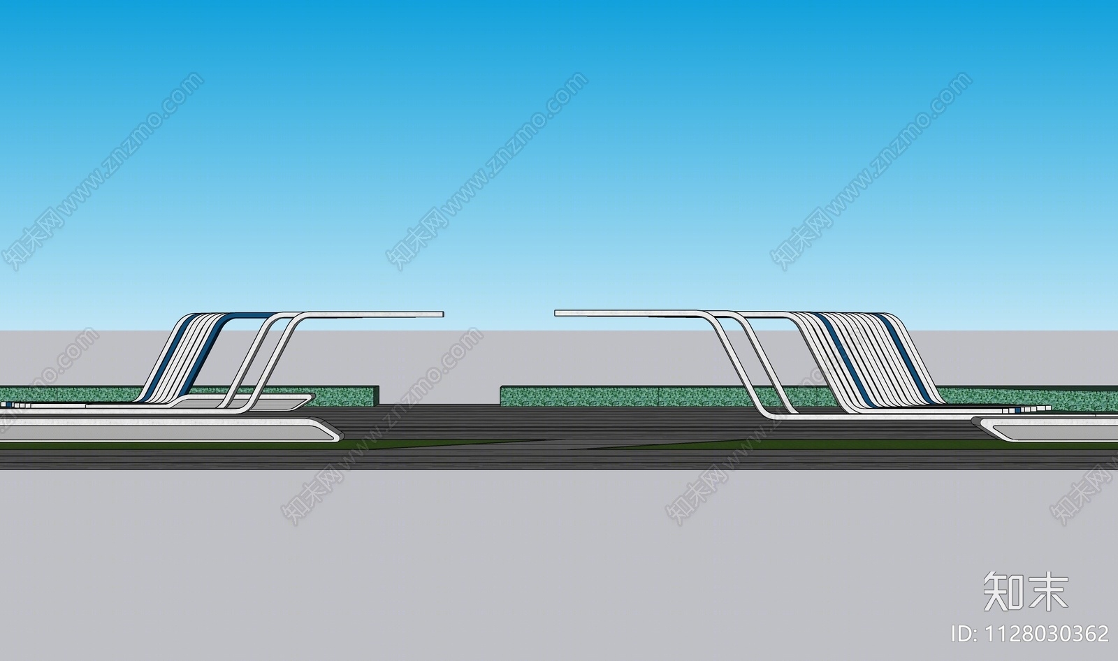现代景观廊架SU模型下载【ID:1128030362】