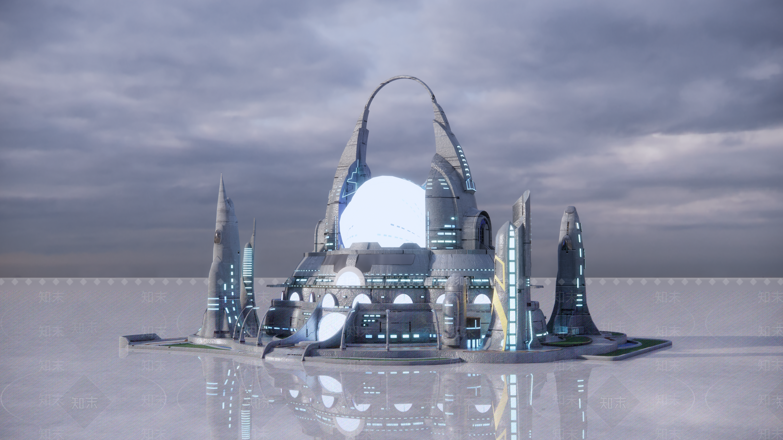 现代科幻太空基地SU模型下载【ID:1128033116】