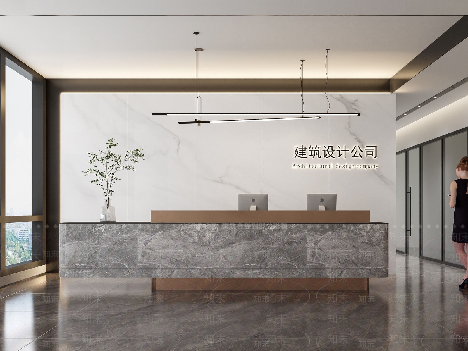 现代公司前台3D模型下载【ID:1128035148】_知末3d模型网