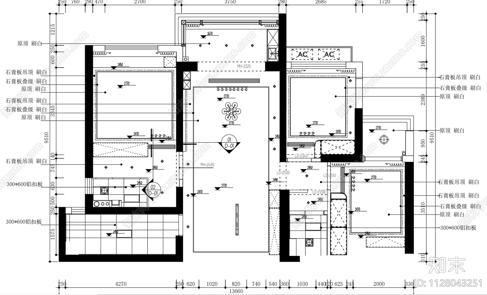 现代小区住宅110㎡户型cad施工图下载【ID:1128043251】