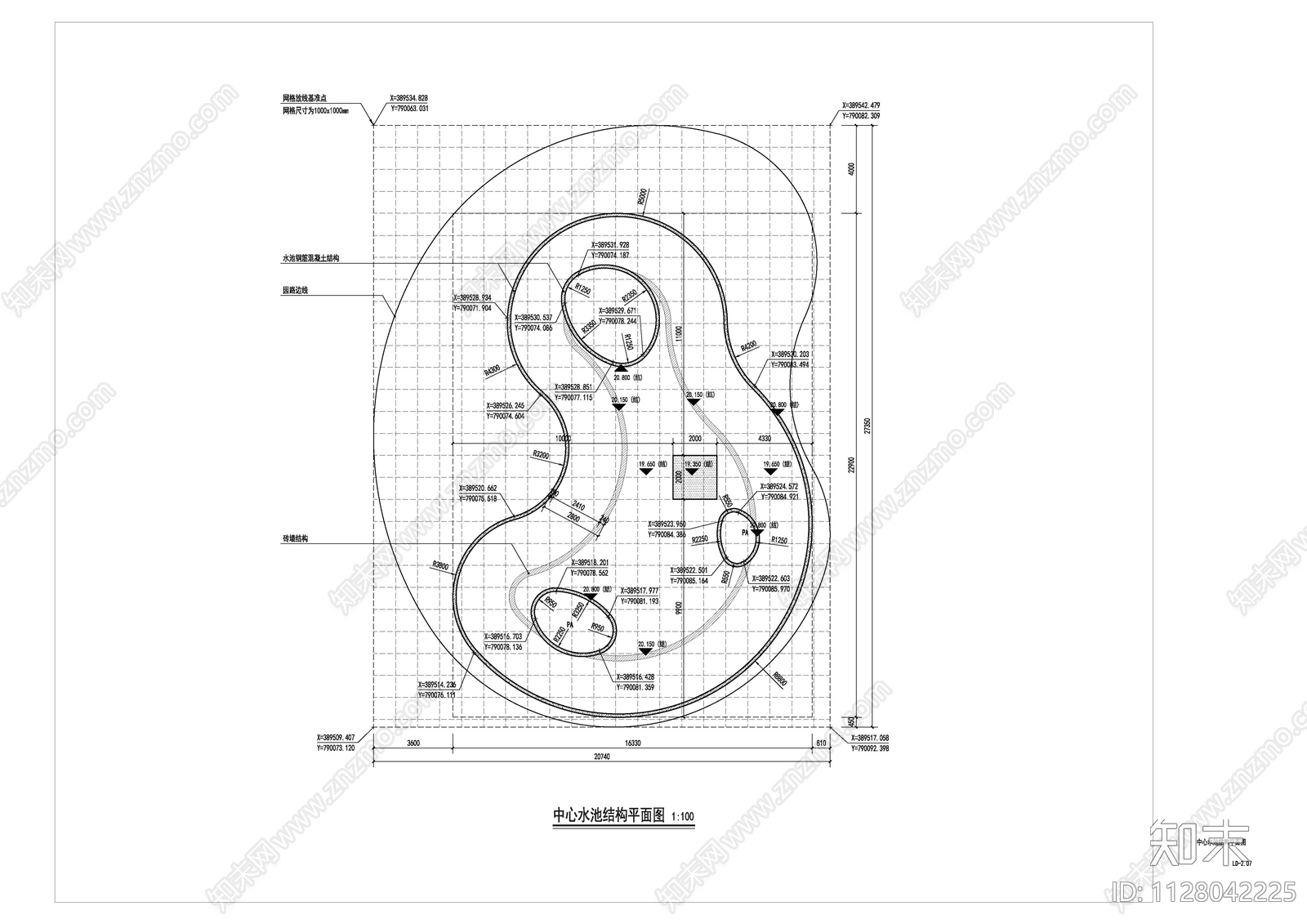 中心游园cad施工图下载【ID:1128042225】