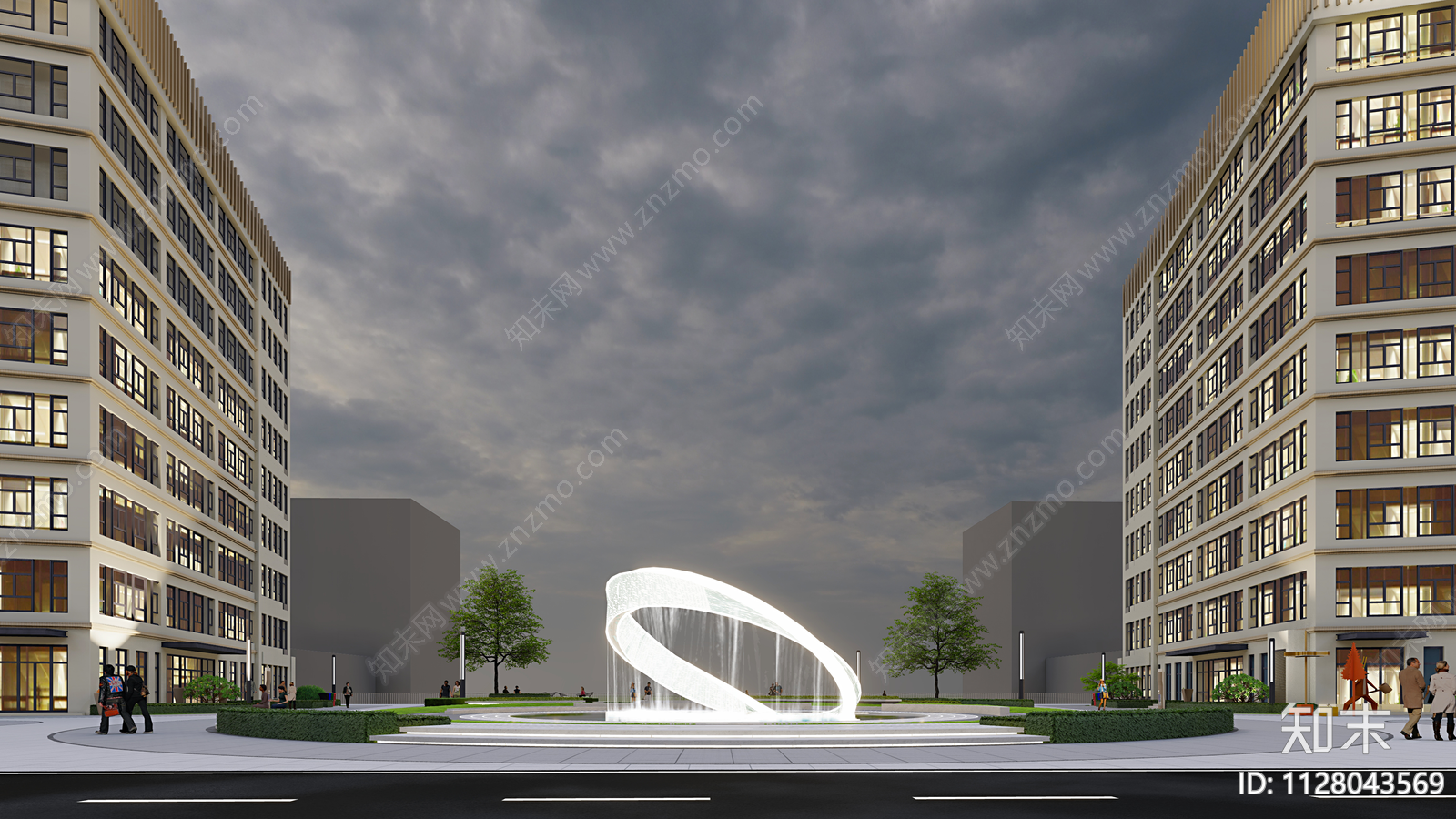 现代简约雕塑水景施工图下载【ID:1128043569】