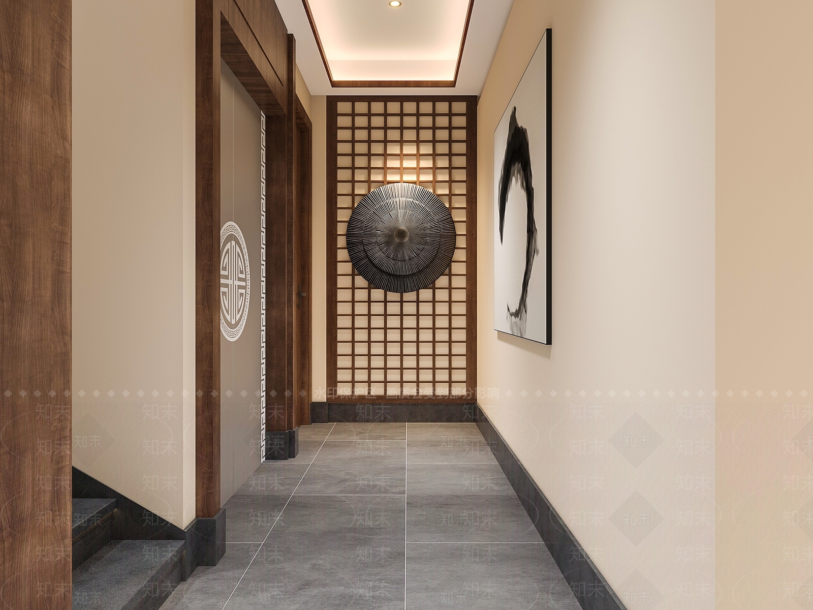 新中式楼梯间3D模型下载【ID:1128046119】