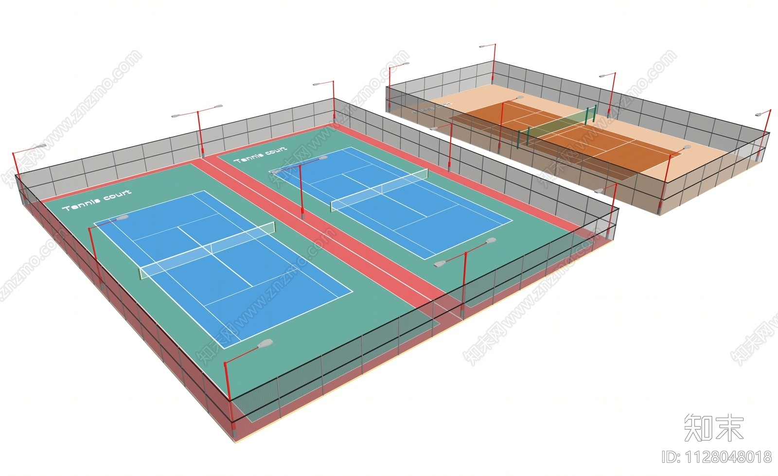 现代网球场地SU模型下载【ID:1128048018】