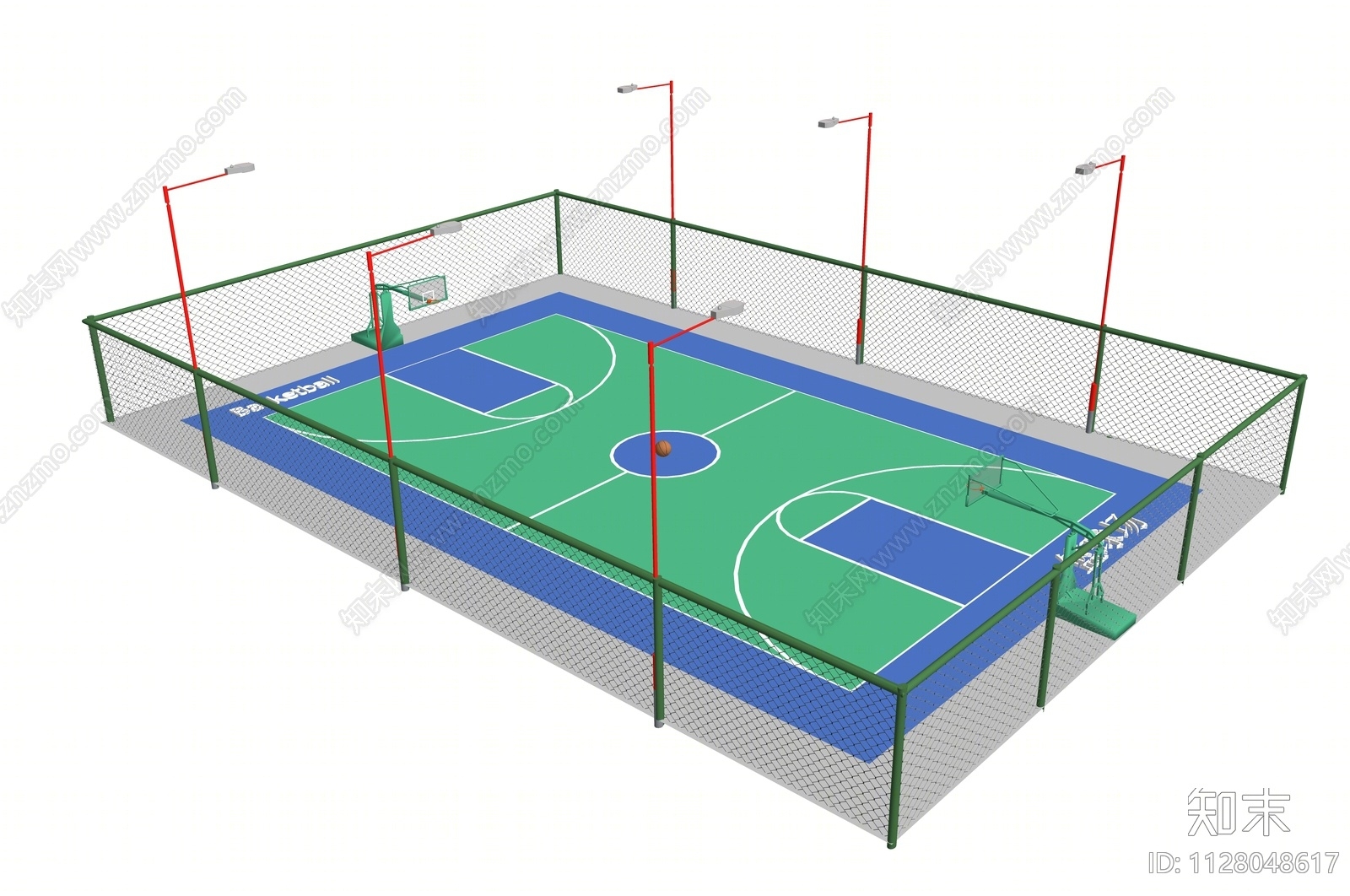 现代篮球场地SU模型下载【ID:1128048617】