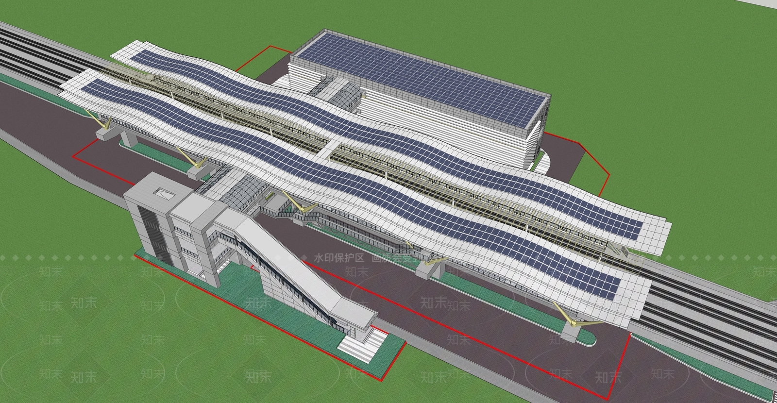 现代地铁站建筑SU模型下载【ID:1128052687】